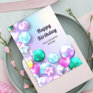 Colourful Ballons Happy Birthday Greeting Card