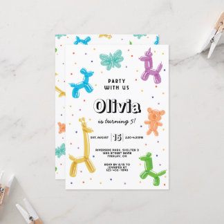 Colourful Balloon Animals Birthday Party, Any Age Invitation