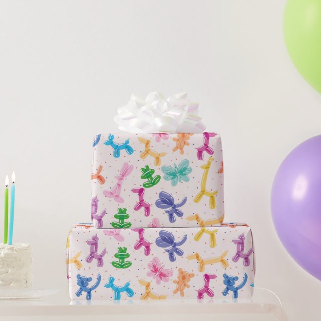 Colourful Balloon Animals Wrapping Paper (Party Gifts)