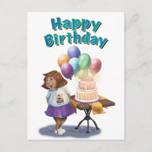 Colourful Balloon Birthday Girl Postcard