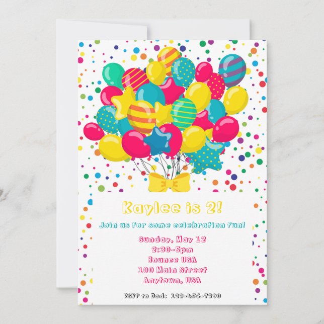 Colourful Balloon Birthday Party Invitation (Front)