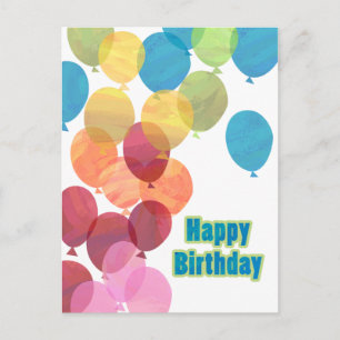 Colourful Balloon Birthday Postcard