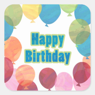 Colourful Balloon Birthday Square Sticker
