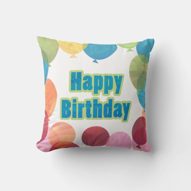 Colourful Balloon Birthday Throw Pillow (Front)