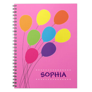 Colourful Balloon Bouquet Personalized Girls Notebook