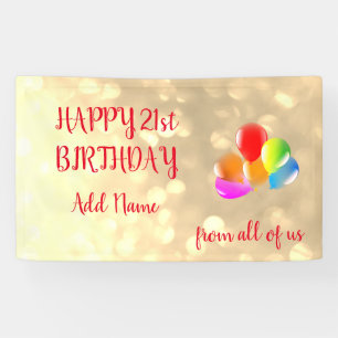 Colourful balloon design Happy 21st Birthday Banner