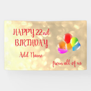 Colourful balloon design Happy 22nd Birthday Banner