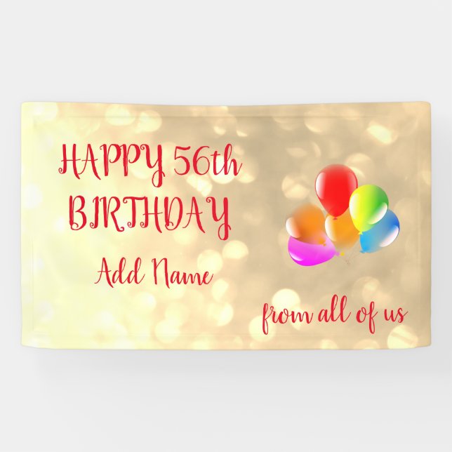 Colourful balloon design Happy 56th Birthday Banner (Horizontal)