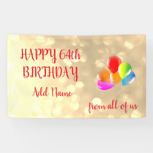 Colourful balloon design Happy 64th Birthday Banner
