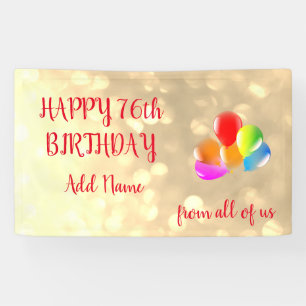 Colourful balloon design Happy 76th Birthday Banner