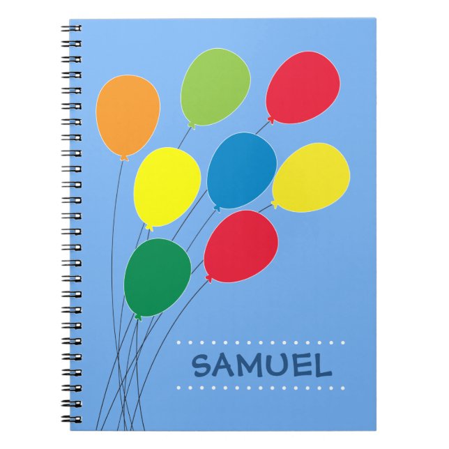 Colourful Balloon Grouping Personalized Boys Notebook (Front)