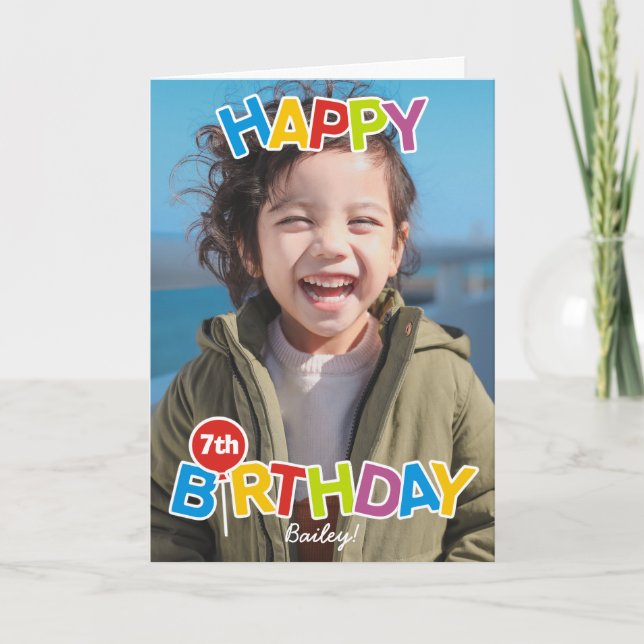 Colourful Balloon Happy Birthday Card Any Age (Front)