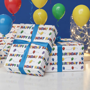 Colourful Balloon Happy Birthday Wrapping Paper