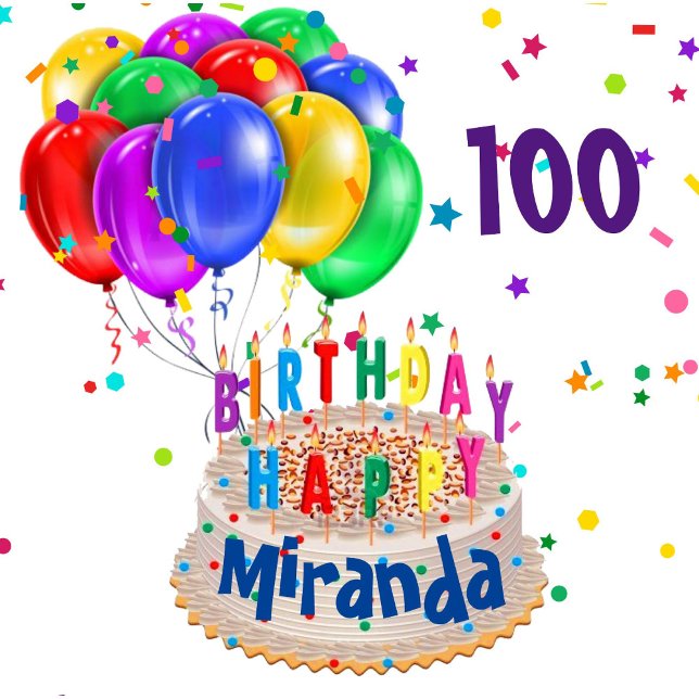 Colourful Balloons Add NAME AGE 100 Birthday Wrapping Paper (Creator Uploaded)