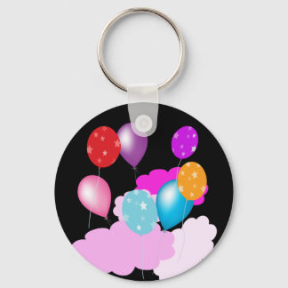 colourful balloons and clouds party accessories keychain