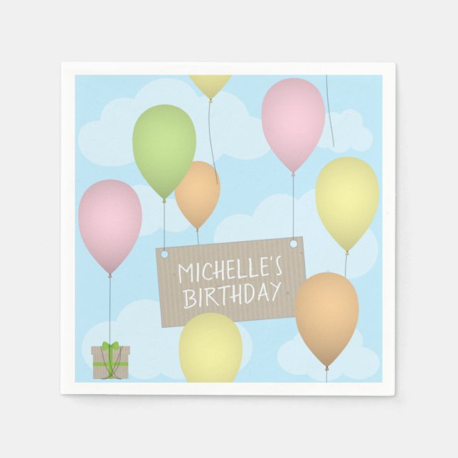 Colourful Balloons Birthday Paper Napkin (Front)