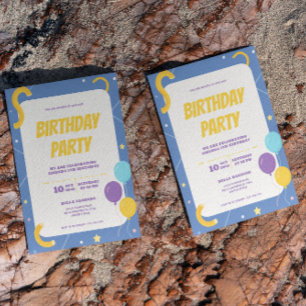 Colourful Balloons Birthday Party Invitation