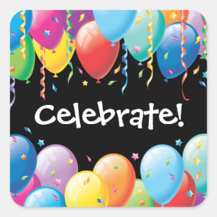 Colourful Balloons Birthday Party Sticker