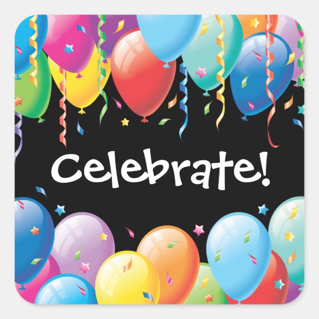 Colourful Balloons Birthday Party Sticker (Front)