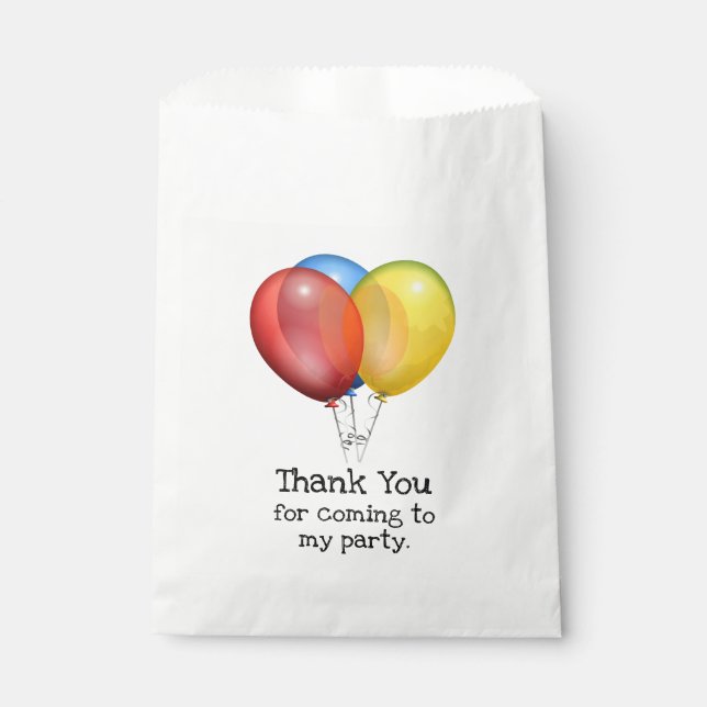 Colourful Balloons Birthday Party Thank You Favour Bag (Front)