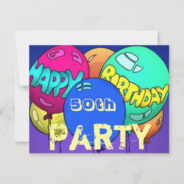 Colourful Balloons Birthday Party ~w/ Age Template (Front)