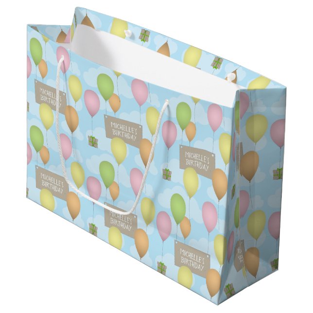Colourful Balloons Birthday Pattern Gift Bag |2| (Front Angled)