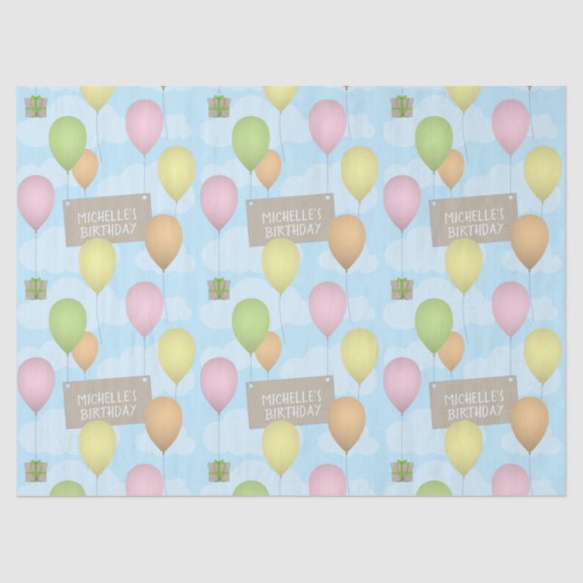 Colourful Balloons Birthday Pattern Tissue Paper (Front)