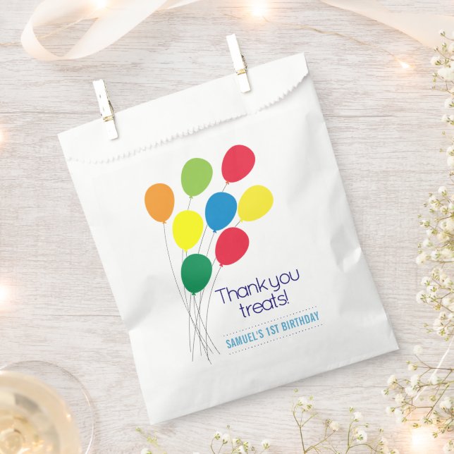 Colourful Balloons Boy's Birthday Party Favour Bag (Clipped)