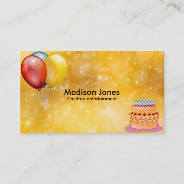 Colourful balloons business card (Front)