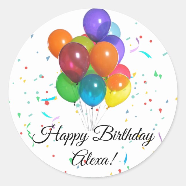 Colourful Balloons & Confetti Party Stickers Label (Front)