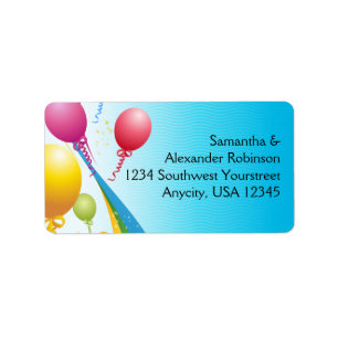 Colourful Balloons   Curly Ribbons Label