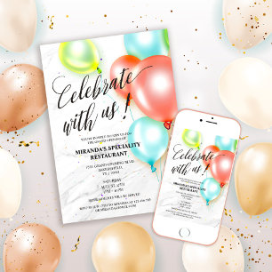 Colourful Balloons Custom Corporate Grand Opening Invitation