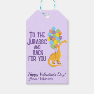 Colourful balloons dino kids Valentine's school Gift Tags