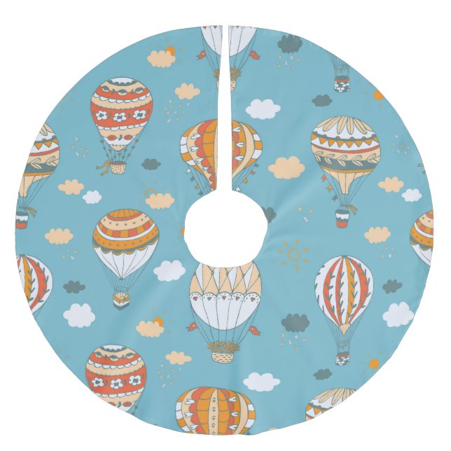 Colourful Balloons Festive Pattern Design Brushed Polyester Tree Skirt (Front)