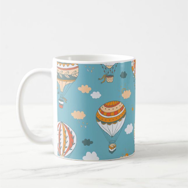 Colourful Balloons Festive Pattern Design Coffee Mug (Left)