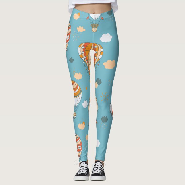 Colourful Balloons Festive Pattern Design Leggings (Front)