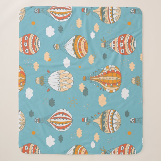 Colourful Balloons Festive Pattern Design Sherpa Blanket (Front)