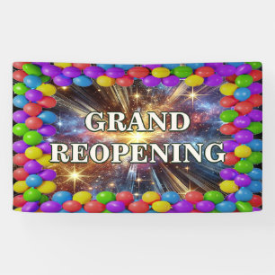Colourful Balloons Grand Reopening banner for stor