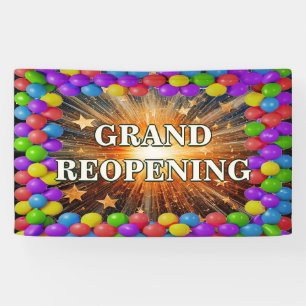 Colourful Balloons Grand Reopening banner for stor