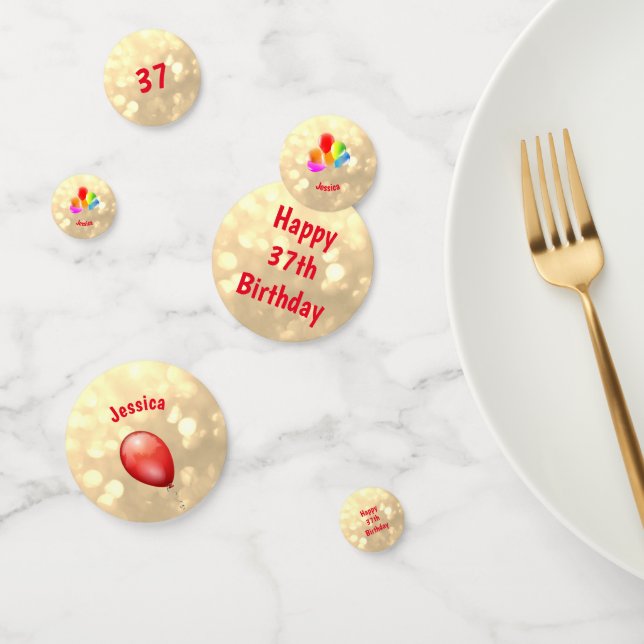 Colourful Balloons Happy 37th Birthday design Confetti (Group)