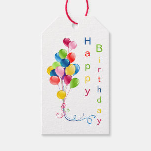 Colourful Balloons, Happy Birthday Gift Tags