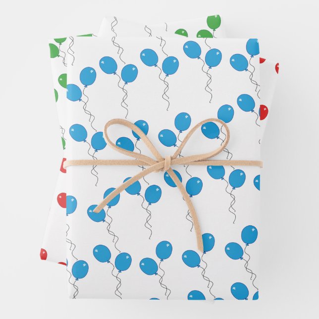 Colourful Balloons Happy Birthday Occasion Wrapping Paper Sheet (In situ)