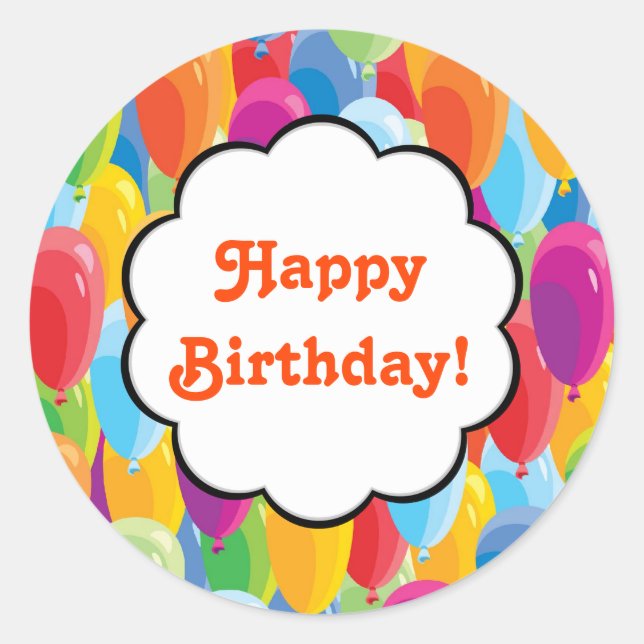 Colourful Balloons - Happy Birthday Stickers (Front)