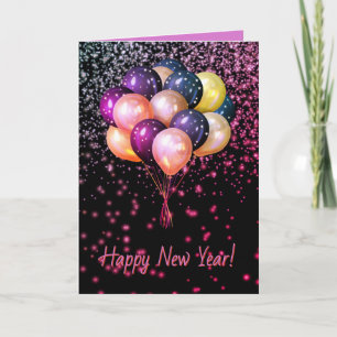 Colourful Balloons HAPPY NEW YEAR Personalized Car Card