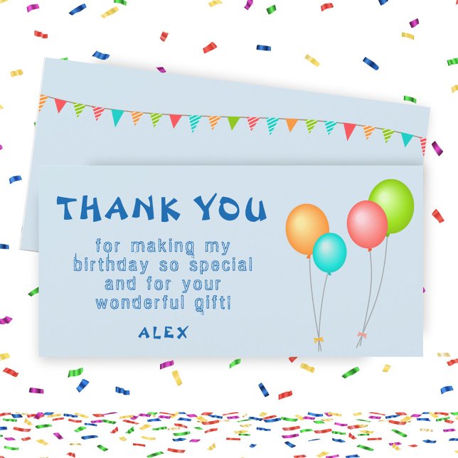 Colourful Balloons Kids Birthday Thank You Card (Creator Uploaded)