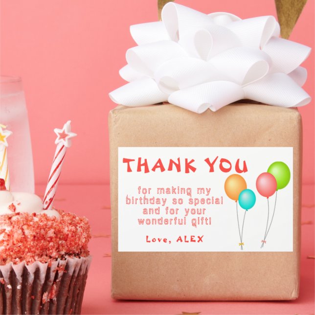 Colourful Balloons Kids Birthday Thank you Sticker (Party)