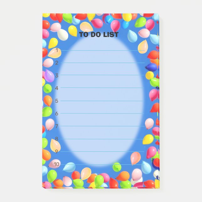 Colourful balloons on sky blue To Do List Post-it Notes (Front)