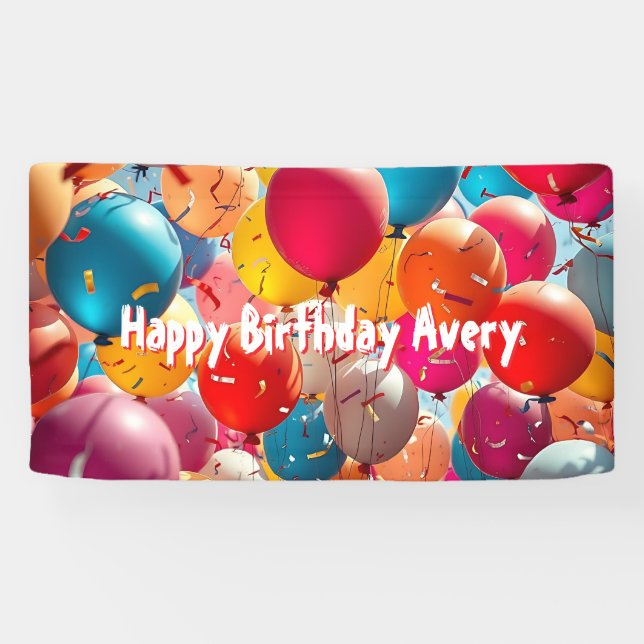 Colourful Balloons | Personalized Birthday Banner (Horizontal)