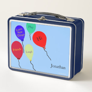Colourful Balloons Red Orange Green Messages Metal Lunch Box