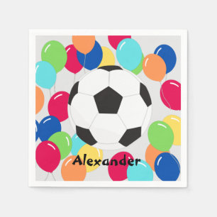 Colourful Balloons Soccer ball fun Napkin